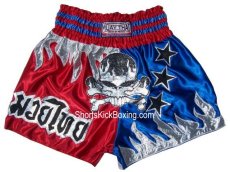 Shorts Kick Boxing, Muay Thai, Morales, Craneo Pirata Tricolor