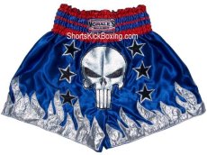 Shorts Kick Boxing, Muay Thai, Morales, Punisher Azul