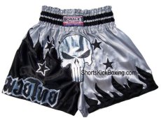 Shorts Kick Boxing, Muay Thai, Morales, Punisher Plata
