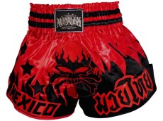 Shorts Muay Thai, Kick Boxing, Pelea, Morales, Craneo Pirata Rojo, Mediano