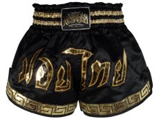 Shorts Muay Thai, Kick Boxing, Pelea, Morales, Greca Azteca Negro, Mediano
