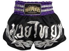 Shorts Muay Thai, Kick Boxing, Pelea, Morales, Grecas Morado, Mediano